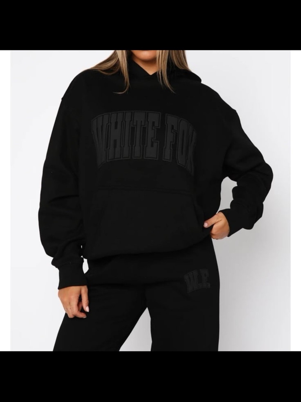 NWT White Fox Decade Classics Varsity Oversized Hoodie Black size S/M